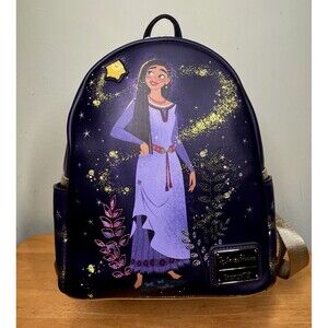 Disney Parks Loungefly Backpack Wish Asha Star Mini Embroidered Purple Gold